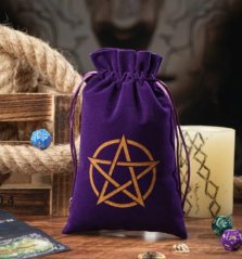 Sáček na tarotové karty - Pentagram fialový
