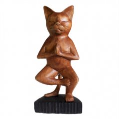 Dřevěná Jóga kočka - Na jedné noze