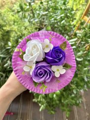 Mýdlové květy - Mini pugét fialový