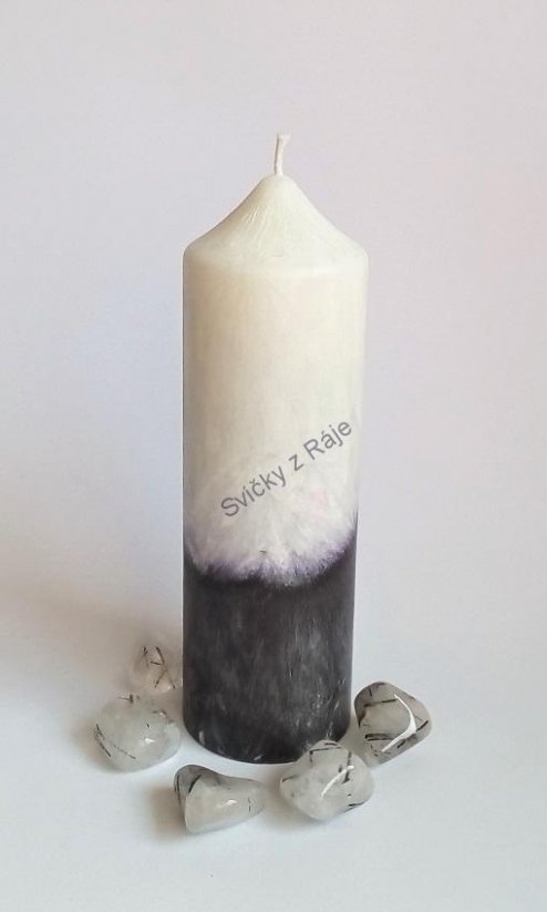 Svíčka s kamenem - Křišťál s turmalínem