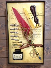 Vintage pero - Brk červený - sada