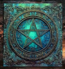 Vykládací ubrus zelený - Pentagram - střední