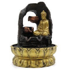 Vodní pokojová fontána - Zlatý meditující Buddha