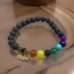 Náramek z lávového kamene - Hamsa