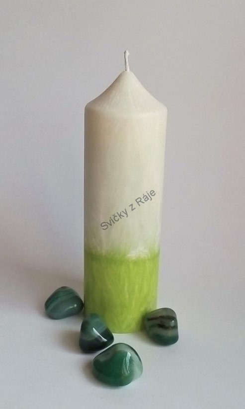 Svíčka s kamenem - Zelený achát