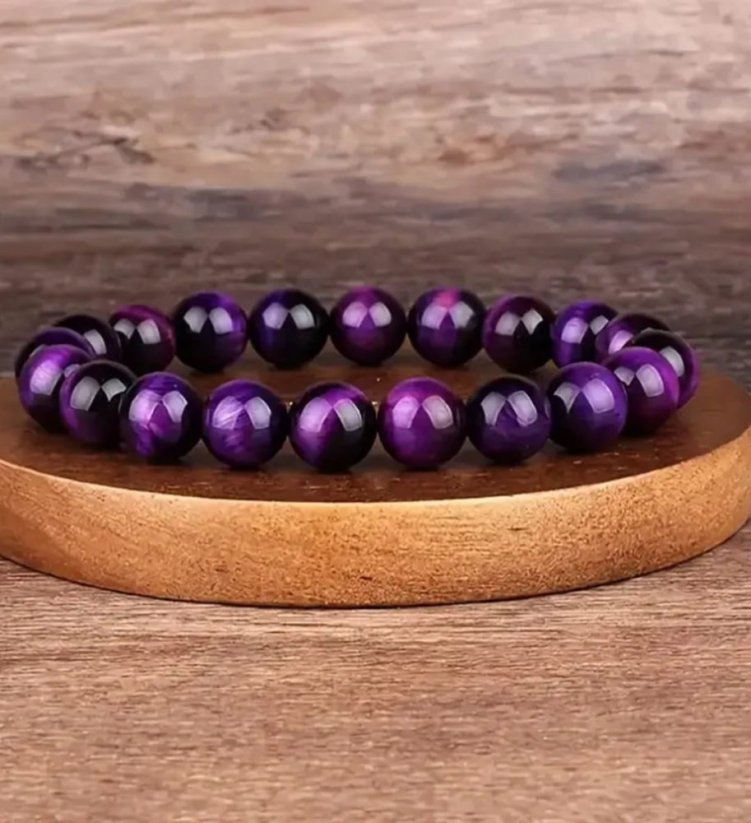 Resin náramek - Tygří oko fialové