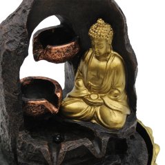 Vodní pokojová fontána - Zlatý meditující Buddha