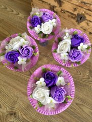 Mýdlové květy - Mini pugét fialový