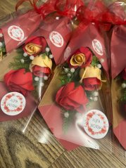 Mýdlová kytice - Růžovo-oranžová