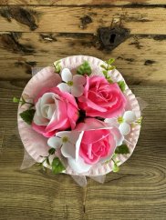 Mýdlové květy - Mini pugét růžový