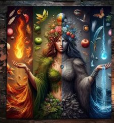 Vykládací ubrus - Matka - Čtyři živly