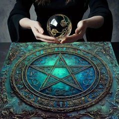 Vykládací ubrus zelený - Pentagram - střední