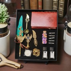 Vintage pero modré - Luxusní psací sada